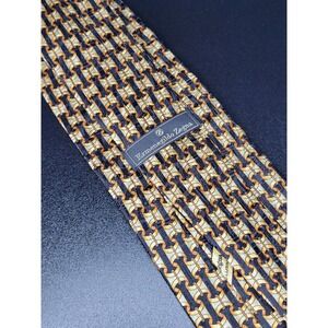 Ermenegildo Zegna Men's Necktie Gold Geometric Silk 3.75" x 58" Excellent